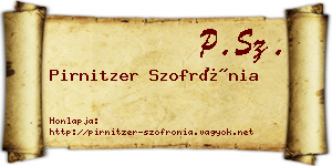 Pirnitzer Szofrónia névjegykártya